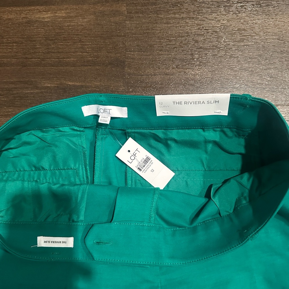 LOFT Teal Riviera Slim Pants - Picture 2 of 3